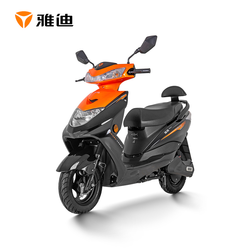 雅迪 新款豪战精致版 铅酸电池电动车 20AH时尚代步车电动轻便摩托车 橙色