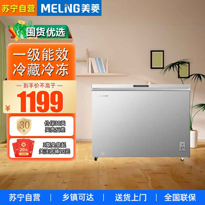 美菱(MeiLing)BC/BD-200DTXNP亚光银 200升小冰柜低霜一级能效家用冷藏冷冻两用冰柜小型