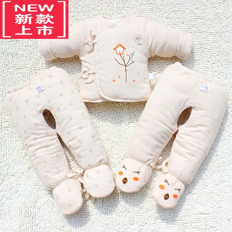 可莉允新生儿加厚棉衣三件套宝宝秋冬装棉服棉袄初生婴儿衣服外套装