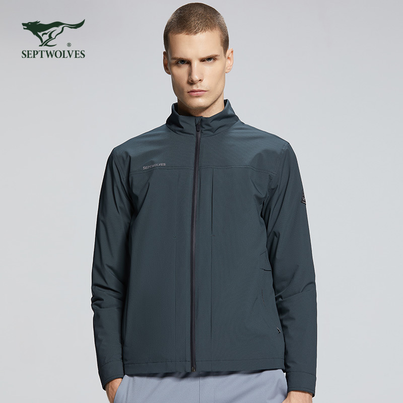 七匹狼夹克男士秋季户外运动立领纯色休闲外套男装衣服上衣春秋装