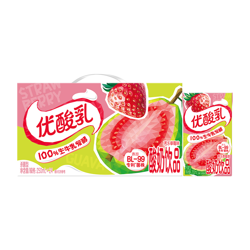 [12月生产]伊利优酸乳芭乐草莓味250ml*24盒装果味香甜奶香浓郁乳饮料高清大图