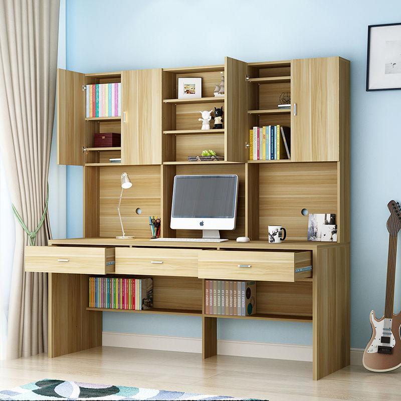 电脑桌双人书桌书架组合抽屉轨道儿童写字学习桌办公家用书柜储物定制