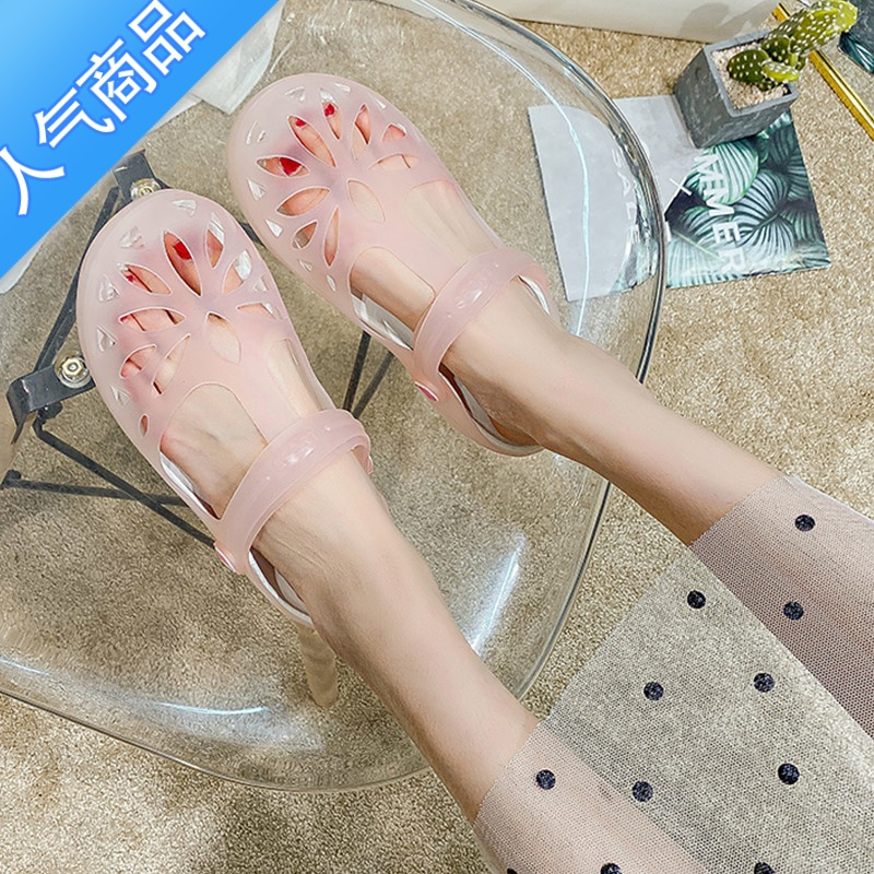 suntek凉鞋女夏季果冻洞洞鞋女拖鞋新款韩版玛丽珍甜美学生沙滩鞋仙女