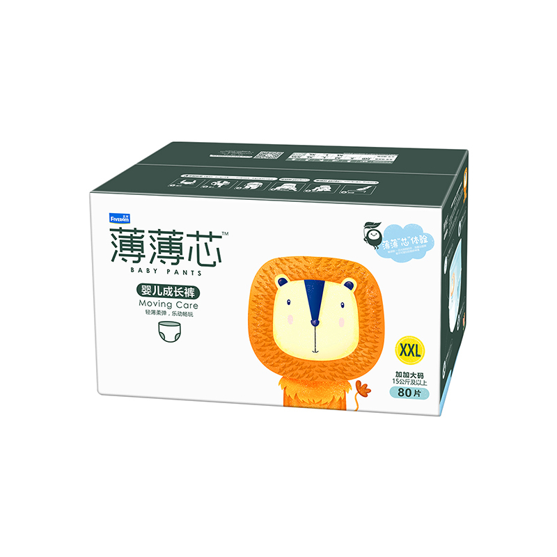 五羊(FIVERAM)薄薄芯婴儿成长裤五羊拉拉裤XXL码80片箱装