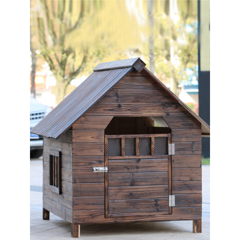 实木狗屋狗窝户外防雨水狗窝房子型冬天保暖大型犬狗屋狗别墅犬舍高清大图