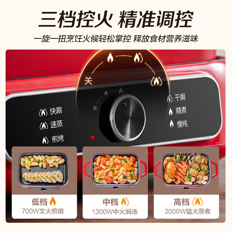 苏泊尔(SUPOR)电火锅 家用多功能锅 电煮锅电蒸锅火锅 多用途烤肉锅 不粘火锅料理锅电热锅 H3423FK863A高清大图
