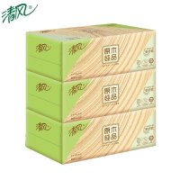 清风 抽纸原木盒装面巾纸盒抽 2层200抽 36盒/箱