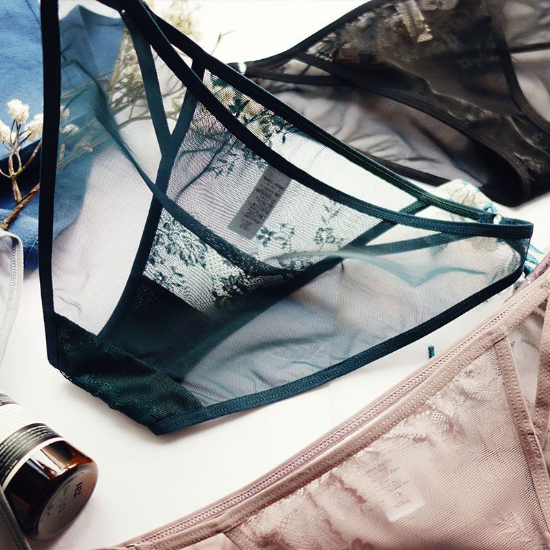波迷娜bomina内裤女性感欧美复古刺绣吊带网纱火辣低腰三角裤