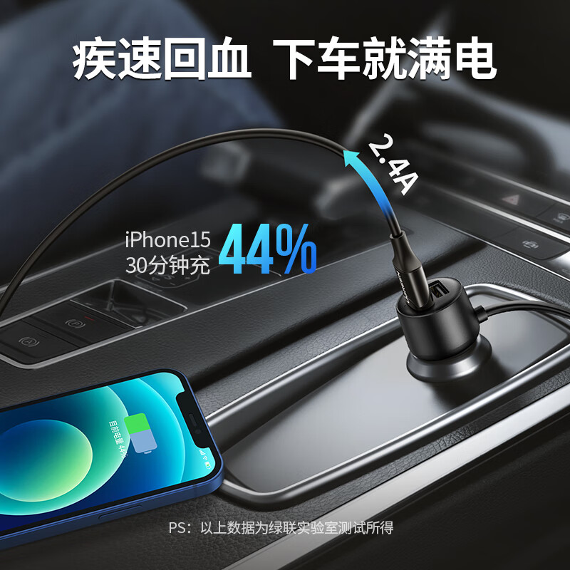 绿联车充2USB+双电源扩展口 QC3.0快充 CD131/30781 (货期3-6天)高清大图