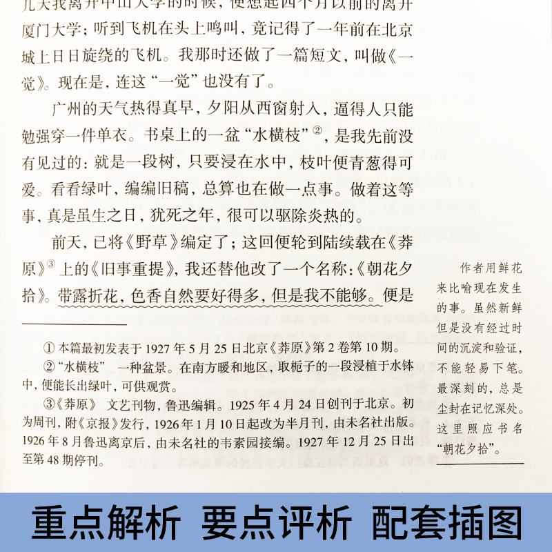 [正版]送考点练习册朝花夕拾鲁迅原著初中生七年级上阅读书籍课外书鲁迅散文作品集朝花夕拾书中学生课外阅读书散文集高清大图