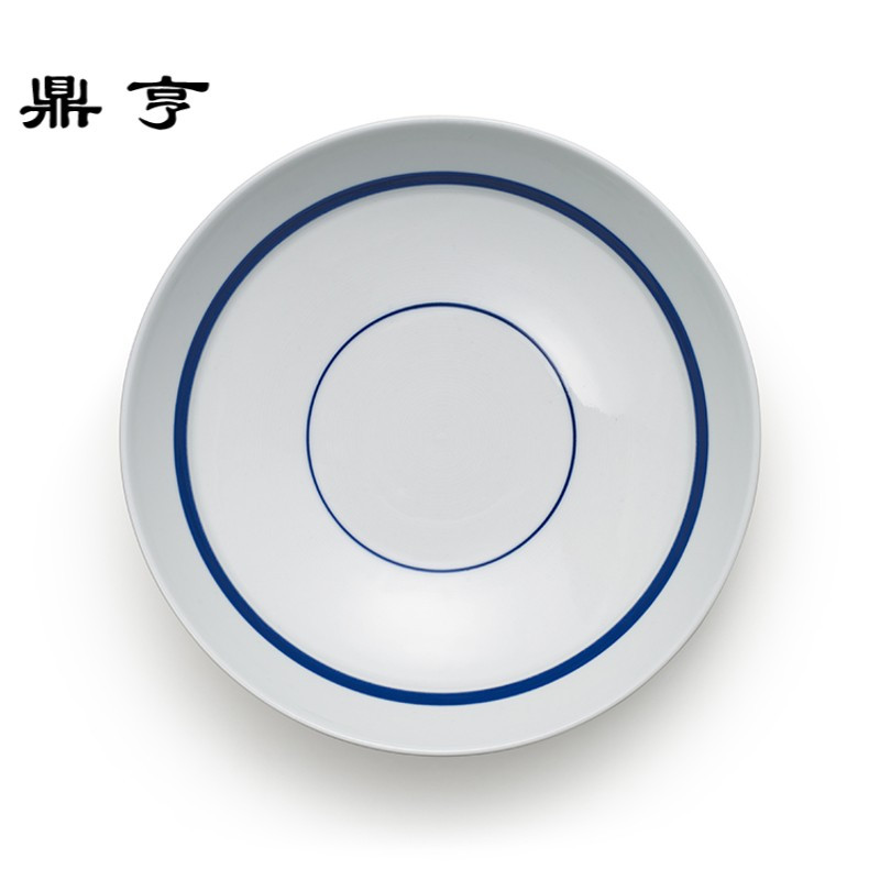 鼎亨#现货#蓝边折腰盘/景德镇高温瓷|