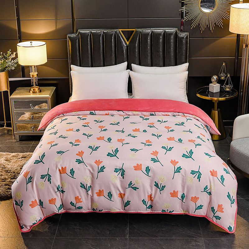 单面珊瑚绒被套单件加绒纯棉ab面一面法兰绒冬季被罩加厚保暖全棉