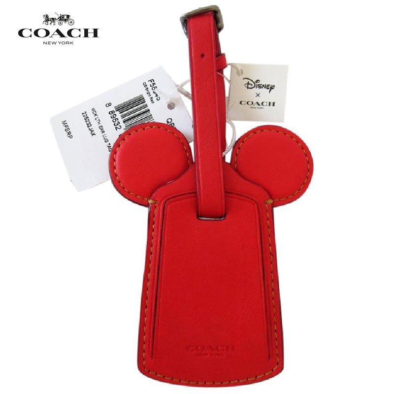 [直营]Disney x Coach 蔻驰 联名限量版 58945米奇耳朵行李吊牌 红色 吊牌 牛皮 箱包配件高清大图