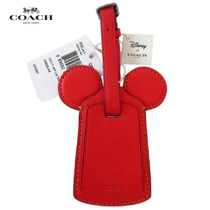 [直营]Disney x Coach 蔻驰 联名限量版 58945米奇耳朵行李吊牌 红色 吊牌 牛皮 箱包配件