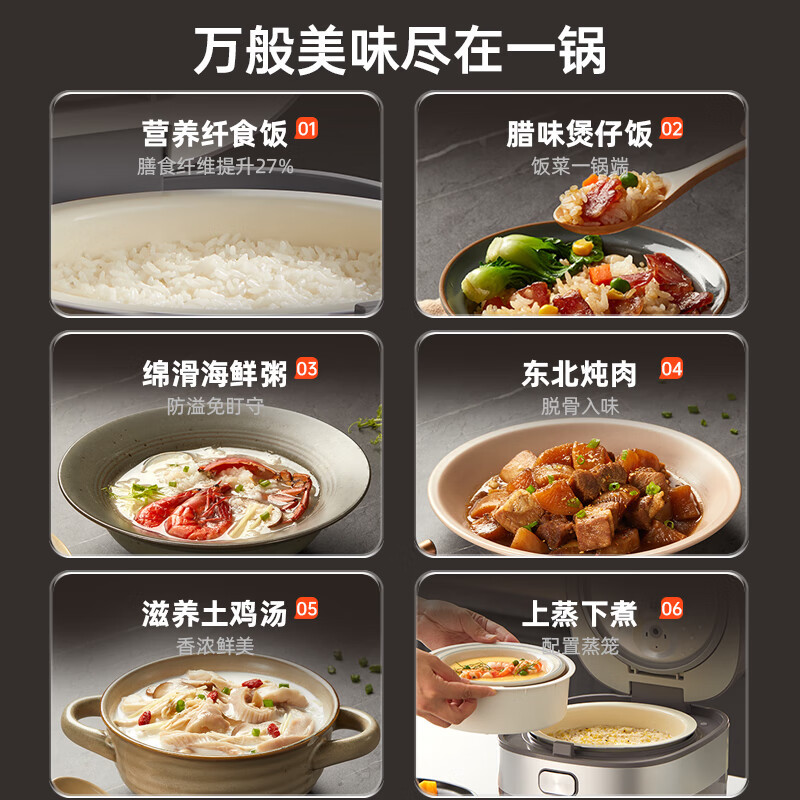 小熊(Bear)电饭煲 电饭锅家用 4升柴火饭多功能微压陶瓷油内胆米饭锅 DFB-D40N1高清大图