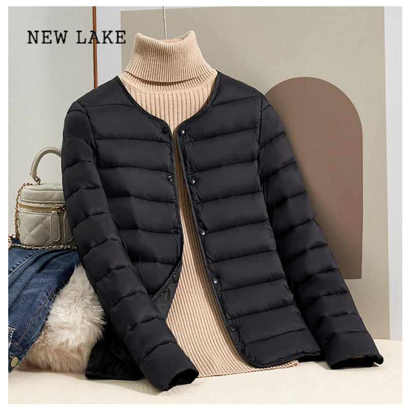new lake反季冬季轻薄内胆羽绒服女短款2023新款内穿贴身薄款妈妈外套