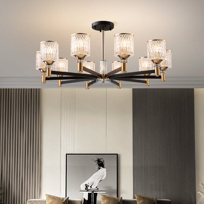 雷士照明现代简约轻奢仿水晶玻璃客厅灯具客厅主灯卧室灯吊灯图片