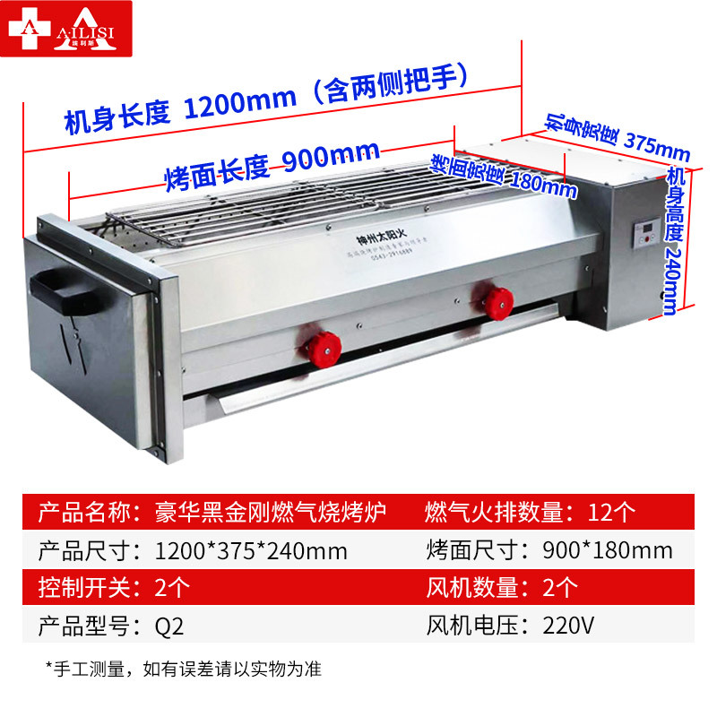 埃利斯(AILISI)Q2控18 家用室内摆摊商用羊肉串架烤肉烤串机 商用燃气电烤炉 烧烤架 烤肉锅电烤盘 无烟铁板烧