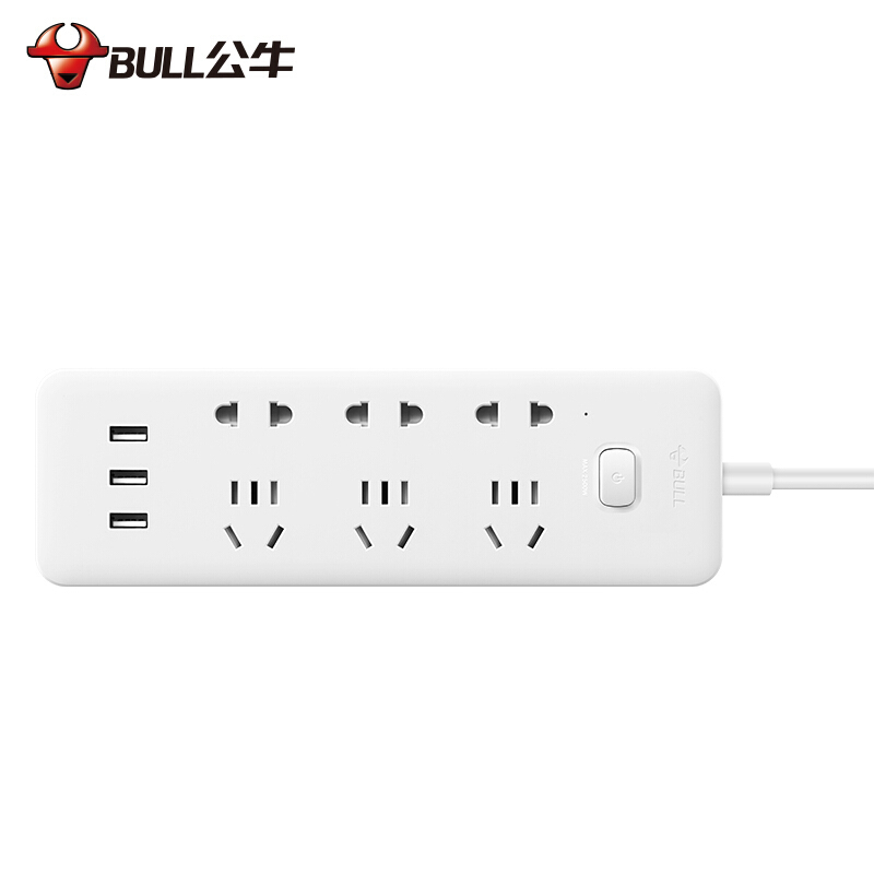 公牛(bull) GNV-UUA156插座USB插座接线板智能插排转换器 插线板拖线板插板3米 单个装