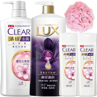 清扬（CLEAR）男士洗发水500克力士沐浴露500克组合去屑止痒洗发露樱花沁爽幽莲魅肤精油沐浴液乳男女正品