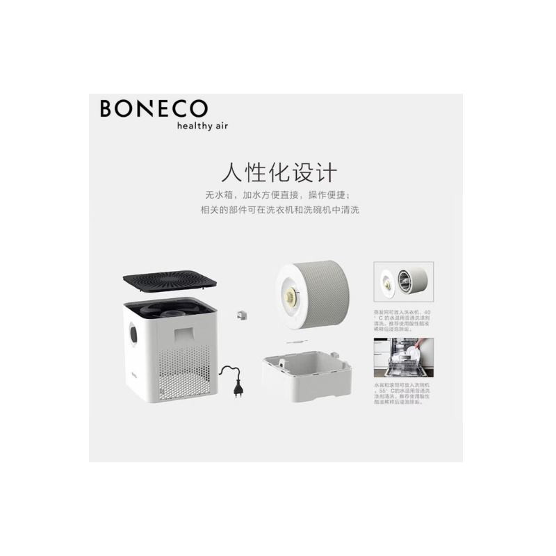博瑞客(BONECO) W200 220V 22.8W 4.5L 空气清洗加湿器 (计价单位:台) 白色高清大图