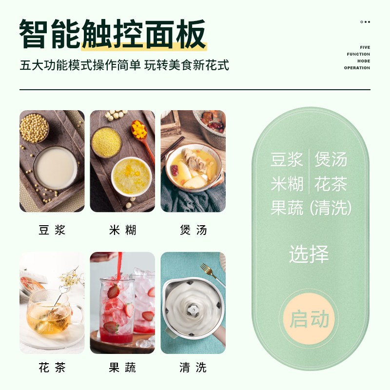 美国泰瑞达ter迷你豆浆机小型1-2人家用破壁免过滤单人容量魔食杯婴儿米糊机五谷果汁机