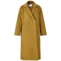 [2件2.5折价:526.3,叠加199减30]羊毛MECITY女中长款双面呢双排扣后开叉毛呢大衣