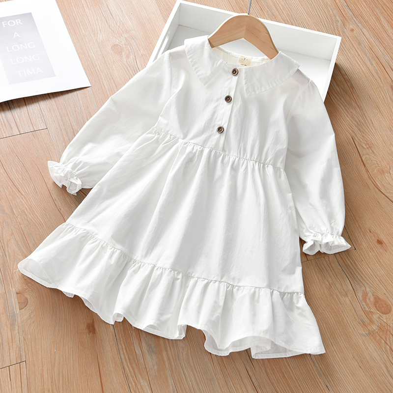 女童娃娃衫春秋白色打底衣t恤童装儿童长袖薄款裙女宝宝洋气上衣t恤童