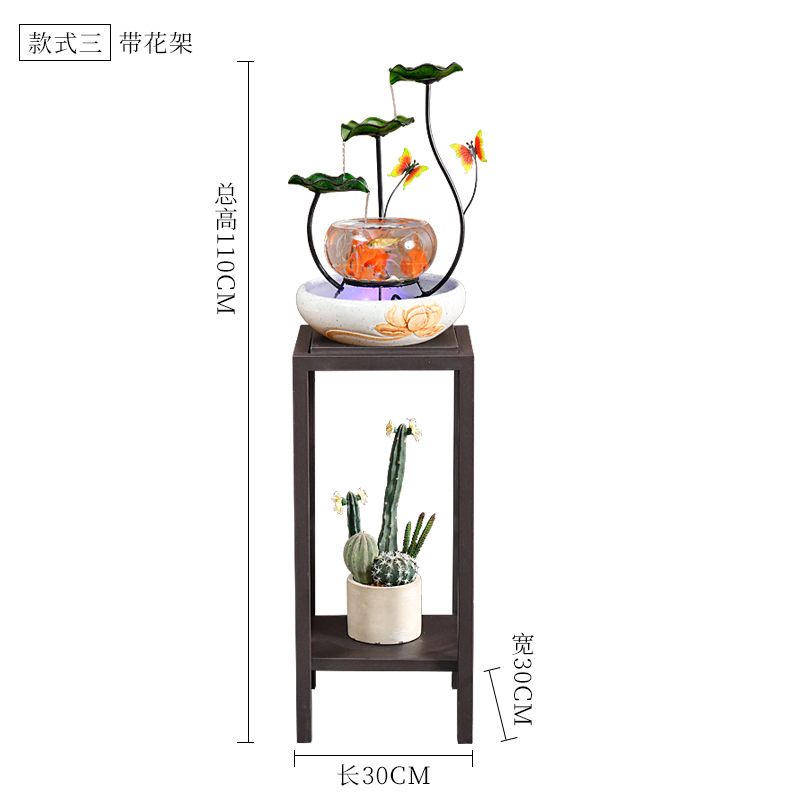 小型循环流水喷泉创意鱼缸装饰招财客厅玄关电视柜旁桌面加湿摆件
