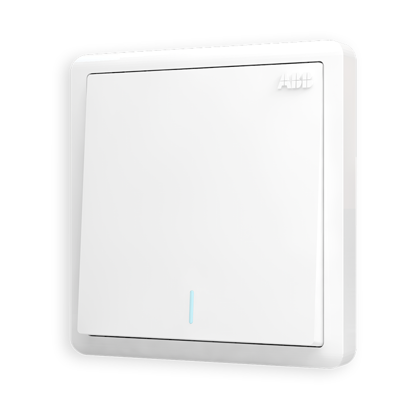 abb开关插座面板远致明净白家用86型单开一开单控开关带荧光ao101