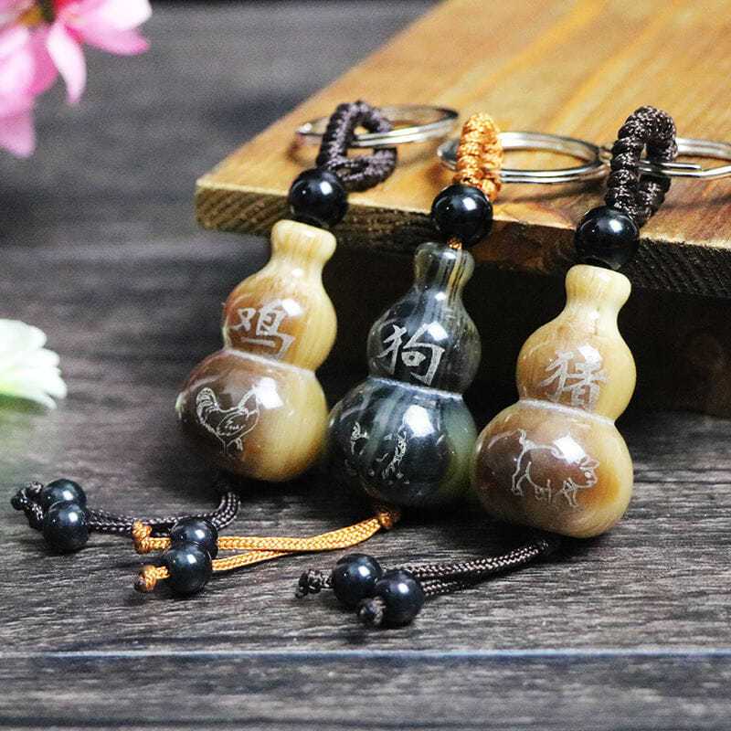 牦牛角葫芦十二生肖牛角葫芦挂件牛角钥匙扣