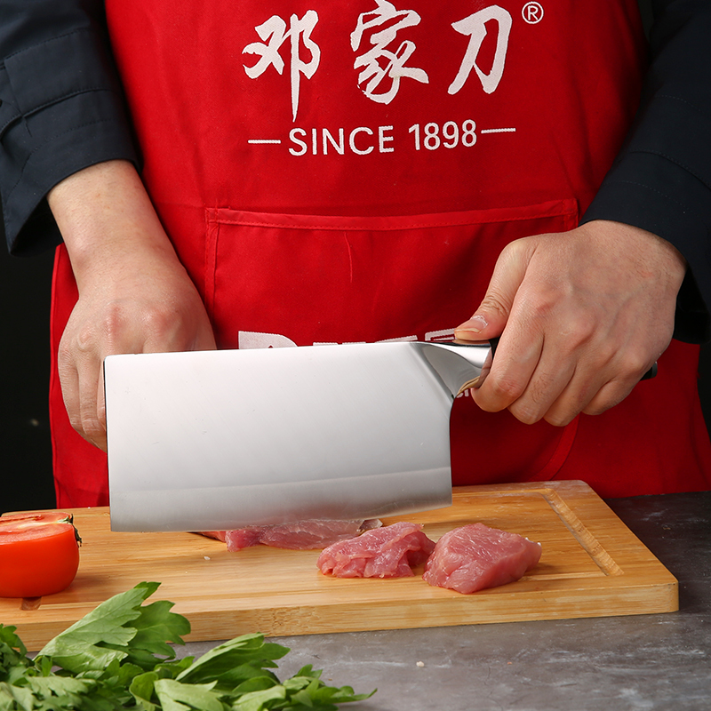邓家刀9铬三合钢切片刀QD-4989夹层锻打 手工开刃 持久锋利 9CR18MOV钢材