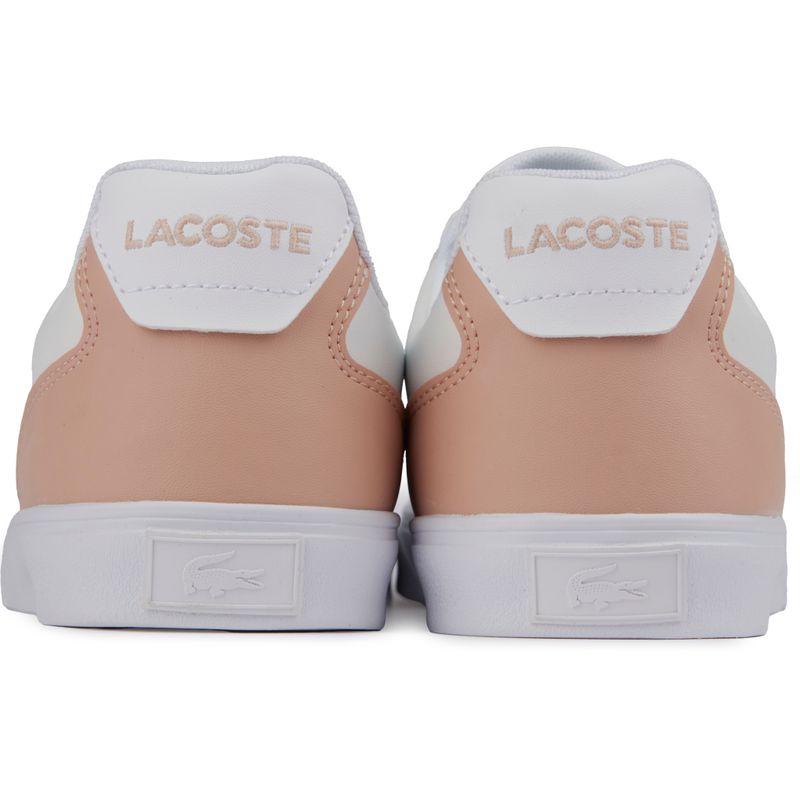 Lacoste白粉拼接真皮镂绣鳄鱼休闲板鞋女鞋复古潮流运动鞋白色 La高清大图