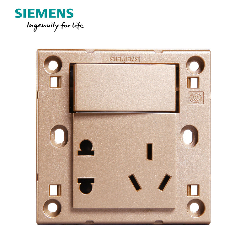 西门子（SIEMENS）开关插座 悦动香槟金系列一开10A五孔电源插座5UB8084-3NC03