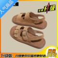 SUNTEK厚底勃肯凉鞋女夏季外穿2023新款沙滩鞋钓鱼博肯鞋一字罗2一 栗色升级版 35