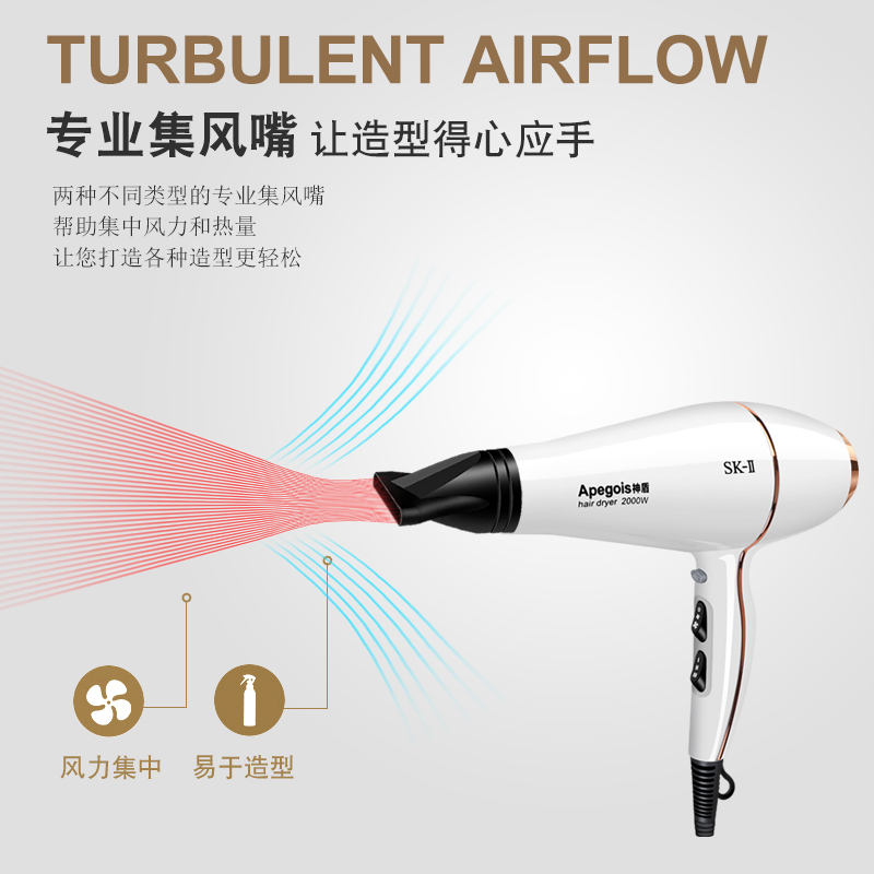 [发廊专用机]神盾电吹风机家用理发店专用发型冷热大功率吹风筒不伤发负离子加长电线吹风筒 白色机身(3.5米线)