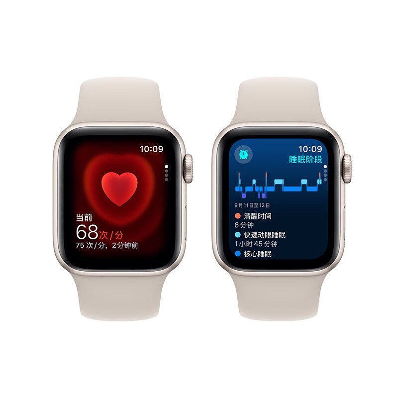 Apple Watch SE 2023款智能手表GPS款40毫米星光色铝金属表壳运动型表带M/L MR9V3CH/A