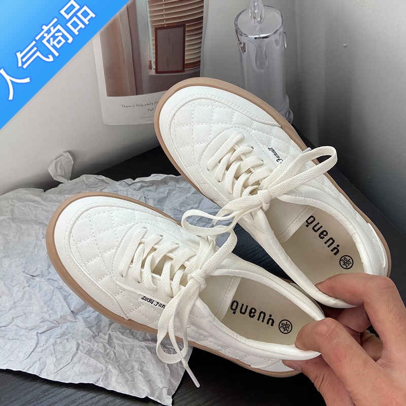 SUNTEK夏季小白鞋女chic鞋子百搭2023新款厚底帆布鞋奶fufu休闲运动板鞋高清大图