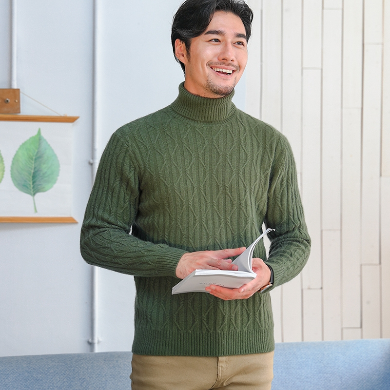 秋冬季新款男士高领羊绒衫加厚修身羊毛商务休闲绅士打底毛衣