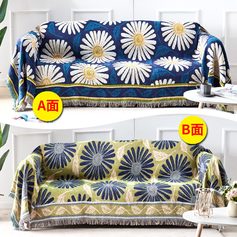 家柏饰(CORATED)北欧色全盖沙发布沙发巾沙发毯布单沙发套罩沙发垫盖布 白菊【双面可用】 90*150cm