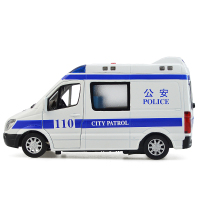 彩珀110警车合金声光回力汽车仿真儿童玩具汽车模型1:32