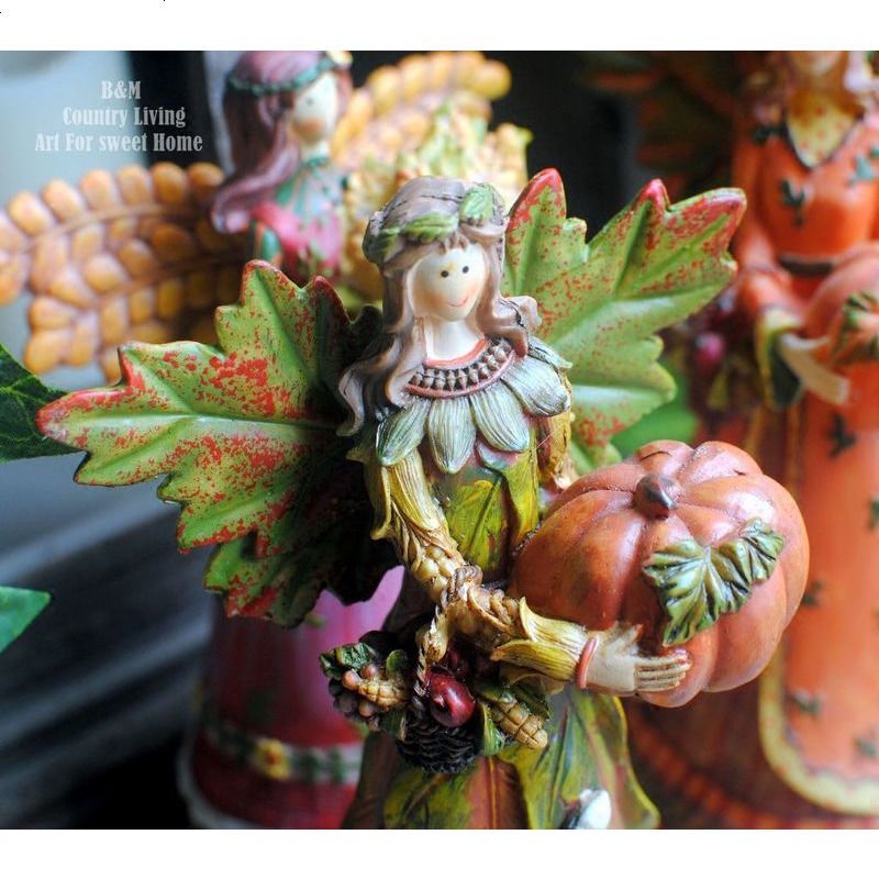 出口美国订单 美式乡村 美秋天收获幸福天使摆件 装饰品