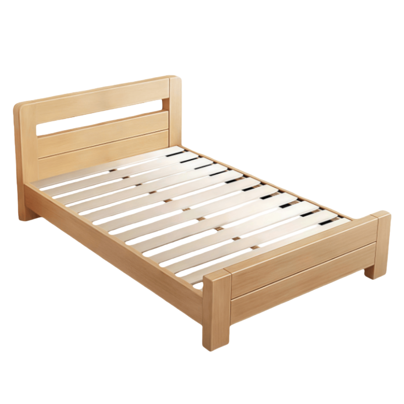 鑫木樽实木床 1.5m+5cm床垫+床头柜*1组高清大图