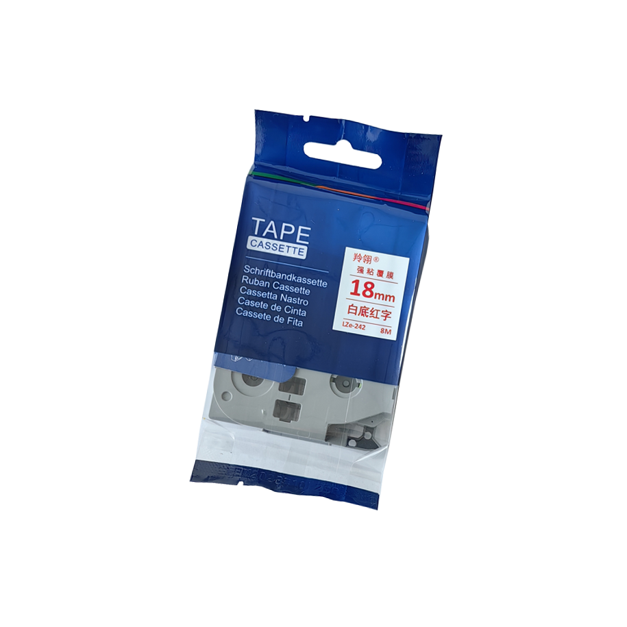 羚翎 LZe-242 适用兄弟标签机 18mm 标签机色带 白底红字高清大图