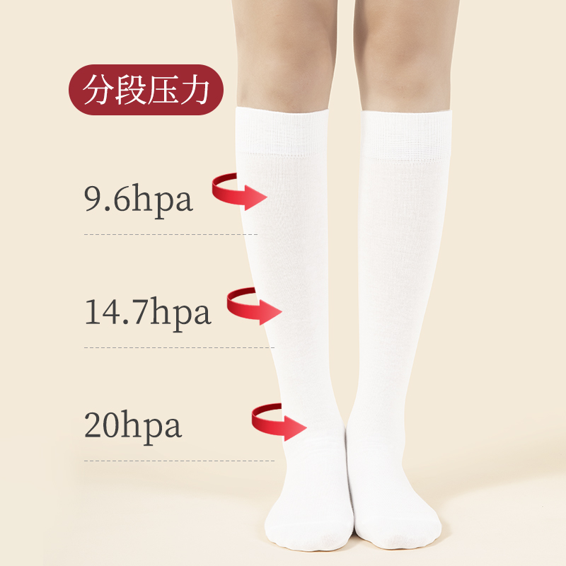 恒源祥纯棉女士长筒袜春夏高筒袜子jk压力小腿袜女白色女袜长白j高清大图