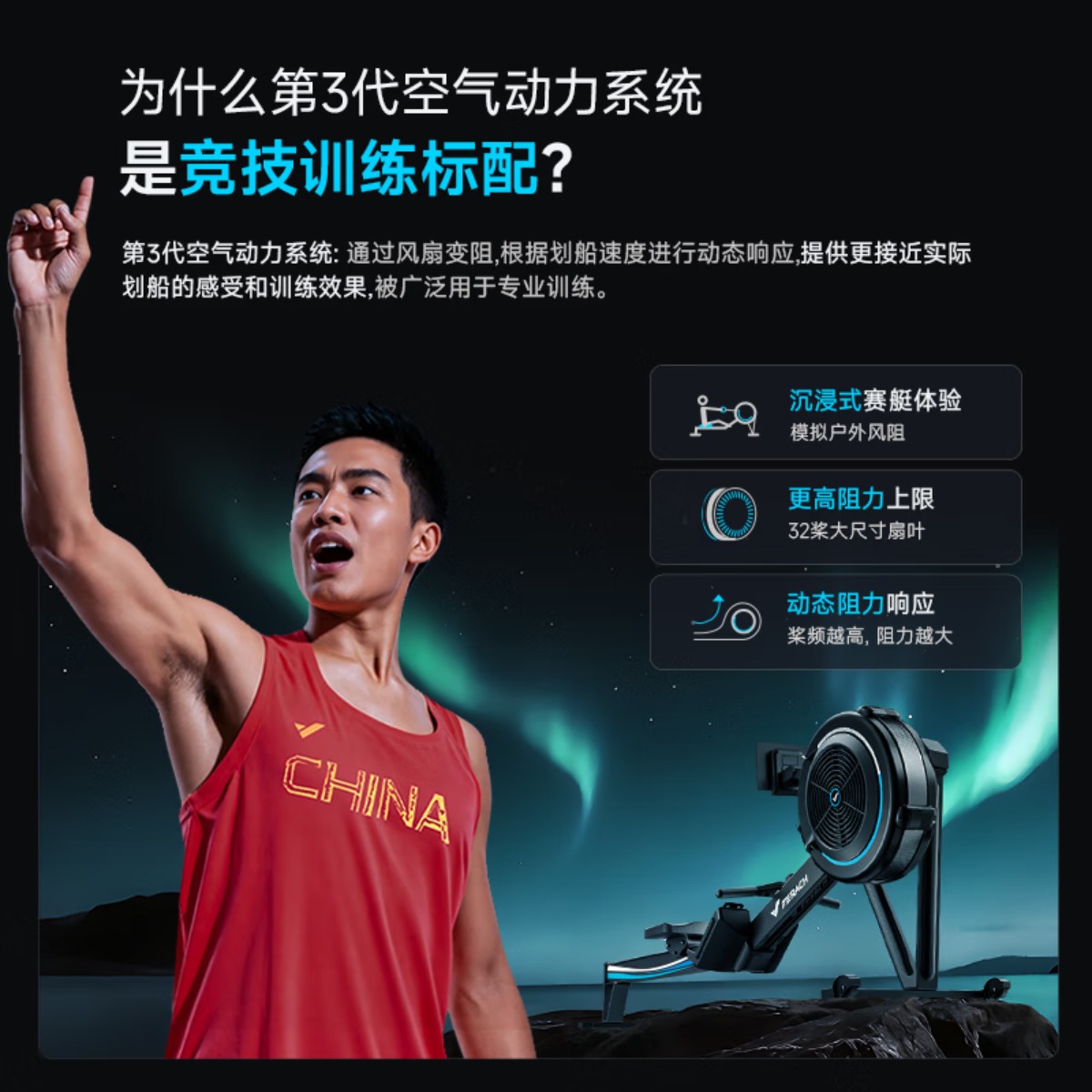 麦瑞克风阻划船机[国家队运动员训练保障]智能家用商用健身房器材Q7高清大图