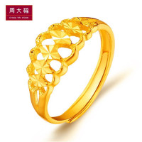 周大福大气时尚足金金戒指女款工费118计价礼品F99226