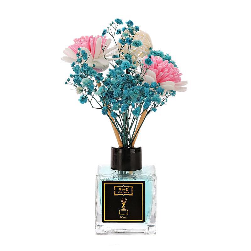 蒂诗宣无火香薰精油套装家居卧室内空气清新剂藤条干花香薰 香格里拉【4角满天星】50ml