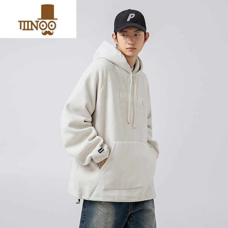 YANXU380g连帽卫衣美式字母印花男士潮牌休闲宽松上衣男外套高清大图