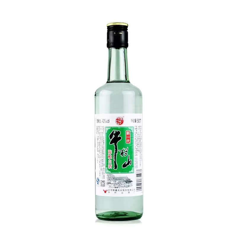 北京牛栏山二锅头陈粮白瓶新一代43度浓香型白酒500ml*12瓶整箱装